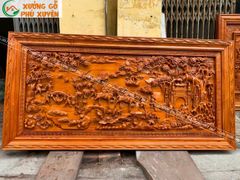 Tranh Gỗ Vinh Quy Bái Tổ Kênh Bong Kích Thước 197*97*6 Cm Hương Đỏ