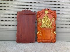 Đốc lịch gỗ Ba Ông Tam Đa cao 65cm dát vàng