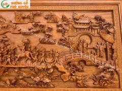 Tranh Gỗ Vinh Quy Bái Tổ Kênh Bong Kích Thước 197*97*6 Cm Hương Đỏ