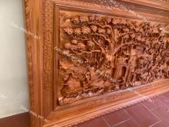 Tranh Gỗ Đồng Quê Kích Thước 197*97*7 Cm Gỗ Hương Đá