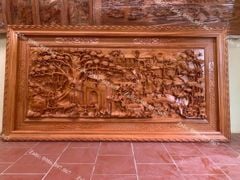 Tranh Gỗ Đồng Quê Kích Thước 197*97*7 Cm Gỗ Hương Đá