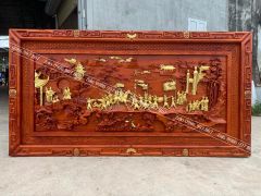 Tranh Gỗ Vinh Quy Bái Tổ Dát Vàng Kích Thước 237*117*6 Cm Gỗ Hương Đỏ