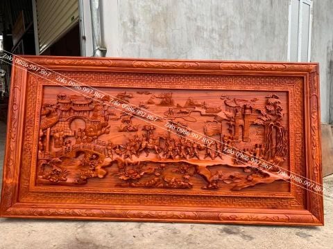 Tranh Gỗ Vinh Quy Bái Tổ 2 Khung Kích Thước 237*117*6 Cm Gỗ Hương Đỏ