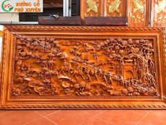 Tranh Gỗ Vinh Quy Bái Tổ Kênh Bong Kích Thước 217*107*6 Cm Hương Đỏ