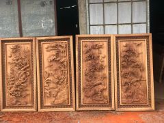 Tranh Tứ Quý Gỗ Tùng Cúc Trúc Mai Kích Thước 140*70*9 Cm Gỗ Hương Đá