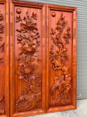 Tranh Tứ Quý Gỗ Tùng Cúc Trúc Mai Kích Thước 117*37*5 Cm Gỗ Hương Đỏ