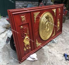 Tranh Trống Đồng Lý Ngư Vọng Nguyệt Dát Vàng 18K Kích Thước 197*107 Cm