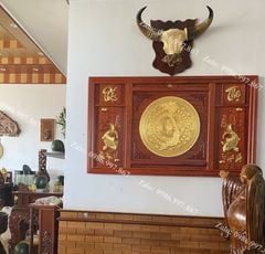 Tranh Trống Đồng Cá Chép Dát Vàng 18K Kích Thước 200*131 Cm