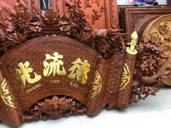 Cuốn Thư Câu Đối Gỗ Hương Đá Mai Hoá Rồng Kích Thước Cuốn Thư 197*87*4 - Câu Đối 197*28*4
