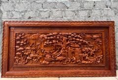 Tranh Gỗ Đồng Quê Kênh Bông Kích Thước 217*107*6 Cm Gỗ Hương Đỏ