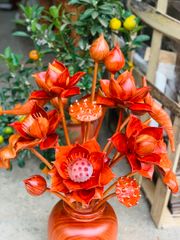 Bình Hoa Sen Gỗ Hương Đỏ Cao Cấp Kích Thước Ngang 45 Cao 68 Sâu 35 Cm