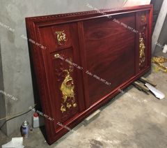 Tranh Trống Đồng Lý Ngư Vọng Nguyệt Dát Vàng 18K Kích Thước 197*107 Cm