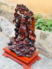 Tượng Phật - Di Lặc Gánh Đào Kích Thước C60-S24-N42 Gỗ Trắc