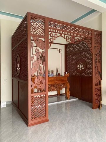 Vách Ngăn Phòng Thờ Phúc Lộc Thọ - Hoa Sen VN12