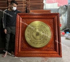 Tranh Trống Đồng Vuông Dát Vàng 24K Kích Thước 80*80 Cm