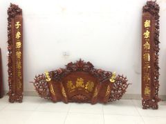 Cuốn Thư Câu Đối Gỗ Hương Đá Mai Hoá Rồng Kích Thước Cuốn Thư 197*87*4 - Câu Đối 197*28*4