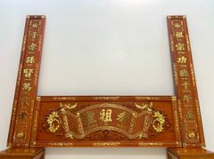 Hoành Phi Câu Đối Gỗ Hương Đỏ Kích Thước Hoành Phi 197*69*4 - Câu Đối 197*28*4