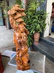 Tượng Phật - Di Lặc Gánh Nhân Sâm Kích Thước C65-S20-N35 Gỗ Hương