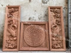 Tranh Trống Gỗ Cá Chép Rời Hai Bên