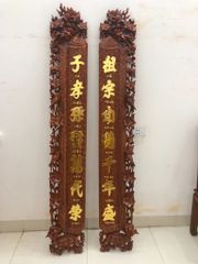 Cuốn Thư Câu Đối Gỗ Hương Đá Mai Hoá Rồng Kích Thước Cuốn Thư 197*87*4 - Câu Đối 197*28*4