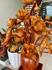 Bình Hoa Sen Gỗ Hương Đá Cao Cấp Kích Thước Ngang 75 Cao 95cm