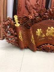 Cuốn Thư Câu Đối Gỗ Hương Đá Mai Hoá Rồng Kích Thước Cuốn Thư 197*87*4 - Câu Đối 197*28*4