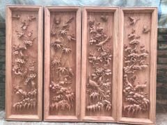 Tranh Tứ Quý Gỗ Tùng Cúc Trúc Mai Kích Thước 117*37*5 Cm Gỗ Hương Đá