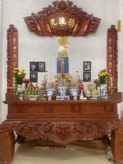 Cuốn Thư Câu Đối Gỗ Hương Đỏ Đục Rồng Kích Thước Cuốn Thư 197*87*4 - Câu Đối 197*28*4