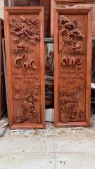 Tranh Câu Đối Gỗ Cha Mẹ Kênh Bong Kích Thước 117*37*5 Cm Gỗ Hương Đá
