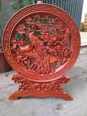 Đĩa Gỗ Chim Công