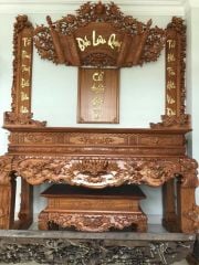 Cuốn Thư Câu Đối Gỗ Gụ Song Long Kích Thước Cuốn Thư 197*87*4 - Câu Đối 197*28*4