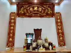 Hoành Phi Câu Đối Gỗ Quang Lưu Đức Dát Vàng Kích Thước Hoành Phi 127*50*4 - Câu Đối 127*26*4 Gỗ Hương Đỏ