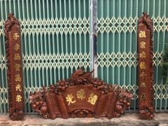 Cuốn Thư Câu Đối Kích Thước Cuốn Thư 197*87*4 - Câu Đối 197*28*4 Gụ