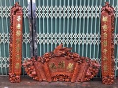 Cuốn Thư Câu Đối Kích Thước Cuốn Thư 197*87*4 - Câu Đối 197*28*4 Gụ