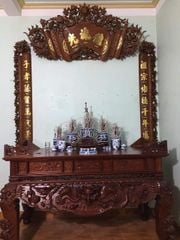 Cuốn Thư Câu Đối Gỗ Gụ Song Long Kích Thước Cuốn Thư 197*87*4 - Câu Đối 197*28*4