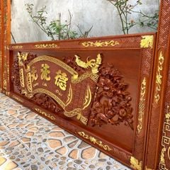 Hoành Phi Câu Đối Gỗ Quang Lưu Đức Kích Thước Hoành Phi 197*69*4 - Câu Đối 197*28*4 Gỗ Hương Đỏ