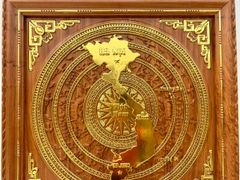 Tranh Trống Đồng Bằng Gỗ Bản Đồ Việt Nam Kích Thước 89*89 Cm Dát Vàng