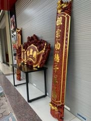 Cuốn Thư Câu Đối Gỗ Ôm Cột Hương Đỏ Kích Thước Cuốn Thư 197*87*4 - Câu Đối 197*32*4