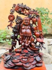 Tượng Phật - Di Lặc Gánh Đào Kích Thước C60-S24-N42 Gỗ Trắc