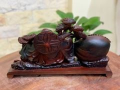 Tượng Phật - Di Lặc Kéo Bao Vác Cành Nấm Linh Chi Kích Thước C22-S8-N22 Gỗ Trắc