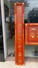 Hoành Phi Câu Đối Gỗ Kích Thước Hoành Phi 197*69*4 - Câu Đối 197*28*4 Hương Đỏ