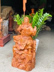 Tượng Phật - Quan Công Đọc Sách Kích Thước C80-S25-N35 Gỗ Hương Đá