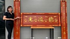 Hoành Phi Câu Đối Gỗ Kích Thước Hoành Phi 197*69*4 - Câu Đối 197*28*4 Hương Đỏ