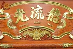 Hoành Phi Câu Đối Mai Đào Kích Thước Hoành Phi 155*61*4 - Câu Đối 155*28*4 Gỗ Hương Đỏ