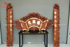 Cuốn Thư Câu Đối Gỗ Hương Đá Đức Lưu Quang Kích Thước Cuốn Thư 197*87*4 - Câu Đối 197*28*4