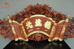 Cuốn Thư Câu Đối Gỗ Hương Đá Đức Lưu Quang Kích Thước Cuốn Thư 197*87*4 - Câu Đối 197*28*4