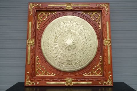 Tranh Trống Đồng - Kích Thước 90*90 Cm Gỗ Hương đỏ + Mặt Trống Gò
