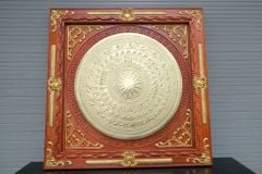 Tranh Trống Đồng - Kích Thước 90*90 Cm Gỗ Hương đỏ + Mặt Trống Gò