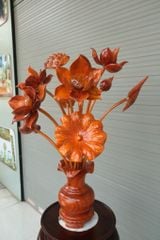 Bình Hoa Sen Gỗ - Hương Đỏ - 11 Cành