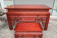 Bàn Thờ - Án Gian Đứng Gỗ Gụ Đục Chiện Hoa Sen Kích Thước N197*S107*C117